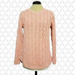 Jeanne Pierre 100% Cotton Long Sleeve Pink Sweater Pullover, Size M